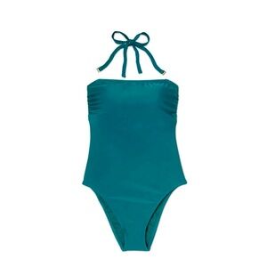 Shade & Shore NWT One Piece Swimsuit Bandeau Tie Back Green Beachy Sz XL‎